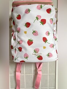 Kate Spade Strawberry Backpack Cooler Bag Insulated Pink White NWT
